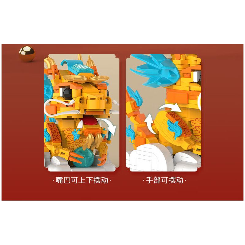 JAKI JK5137 5137 THẦN THÚ XU HƯỚNG QUỐC GIA RỒNG TỐT LÀNH THU HÚT VÀNG bộ đồ chơi xếp lắp ráp ghép mô hình Creator LUCKY DRAGON Sáng Tạo