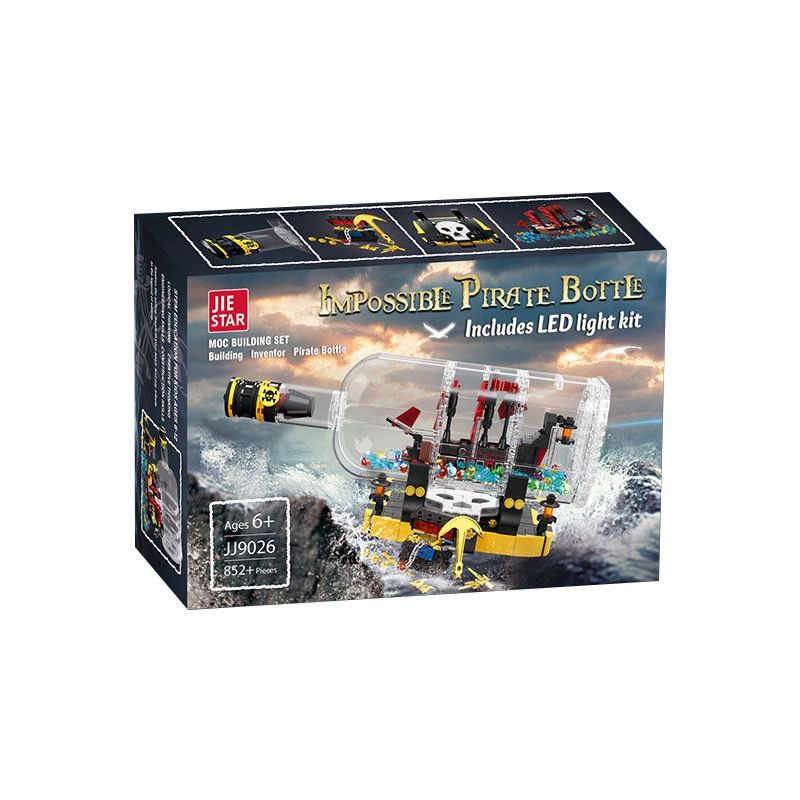 JIESTAR JJ9026 9026 CON TÀU CỔ ĐIỂN TRONG CHAI bộ đồ chơi xếp lắp ráp ghép mô hình Pirates Of The Caribbean IMPOSSIBE PIRATE BOTTLE Cướp Biển Vùng Caribe 852 khối