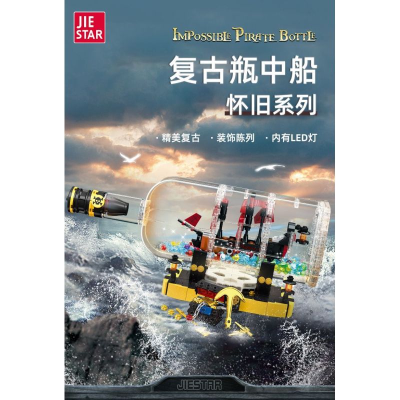 JIESTAR JJ9026 9026 CON TÀU CỔ ĐIỂN TRONG CHAI bộ đồ chơi xếp lắp ráp ghép mô hình Pirates Of The Caribbean IMPOSSIBE PIRATE BOTTLE Cướp Biển Vùng Caribe 852 khối