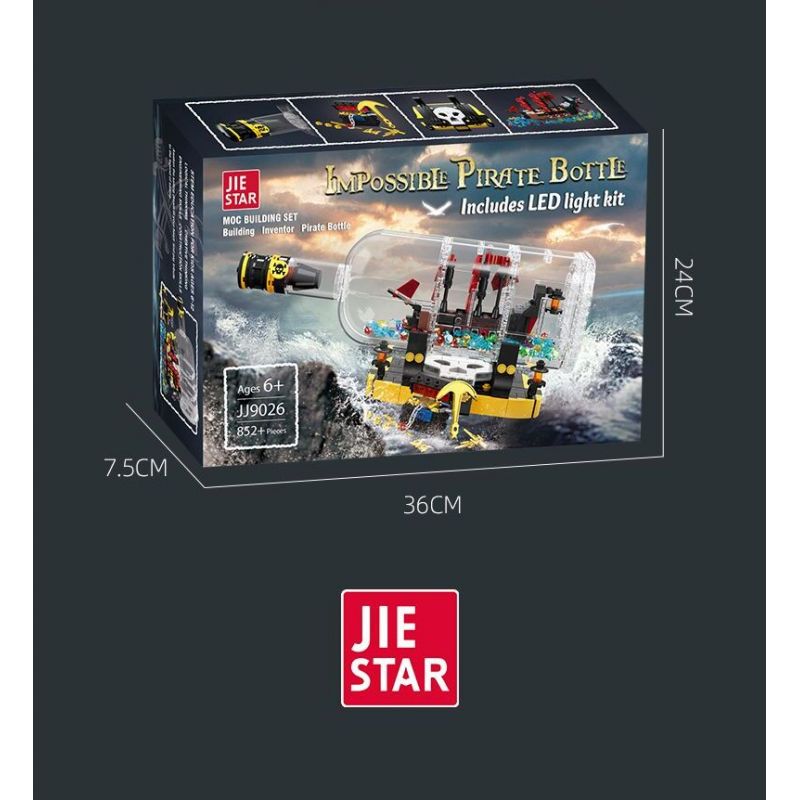 JIESTAR JJ9026 9026 CON TÀU CỔ ĐIỂN TRONG CHAI bộ đồ chơi xếp lắp ráp ghép mô hình Pirates Of The Caribbean IMPOSSIBE PIRATE BOTTLE Cướp Biển Vùng Caribe 852 khối