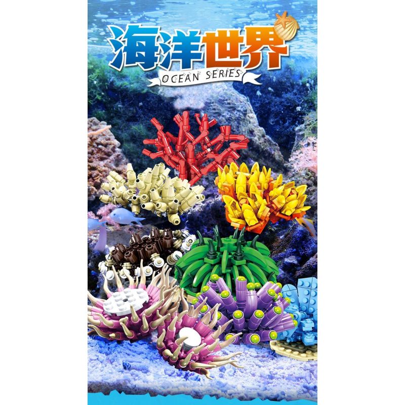 Kazi KY80058 80058 THẾ GIỚI BIỂN CORAL 8 KIỂU bộ đồ chơi xếp lắp ráp ghép mô hình Creator OCEAN Sáng Tạo 1167 khối