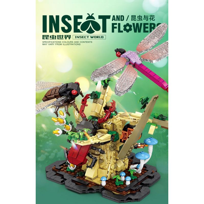 Kazi KY80059 80059 CÔN TRÙNG VÀ HOA 6 LOẠI THIÊN ĐƯỜNG PAPILIO BƯỚM CHÚA CHUỒN BỌ CÁNH CỨNG TÊ GIÁC VE SẦU bộ đồ chơi xếp lắp ráp ghép mô hình Creator INSECT AND FLOWERS Sáng Tạo 1029 khối