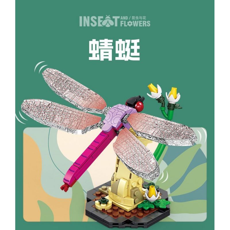 Kazi KY80059 80059 CÔN TRÙNG VÀ HOA 6 LOẠI THIÊN ĐƯỜNG PAPILIO BƯỚM CHÚA CHUỒN BỌ CÁNH CỨNG TÊ GIÁC VE SẦU bộ đồ chơi xếp lắp ráp ghép mô hình Creator INSECT AND FLOWERS Sáng Tạo 1029 khối