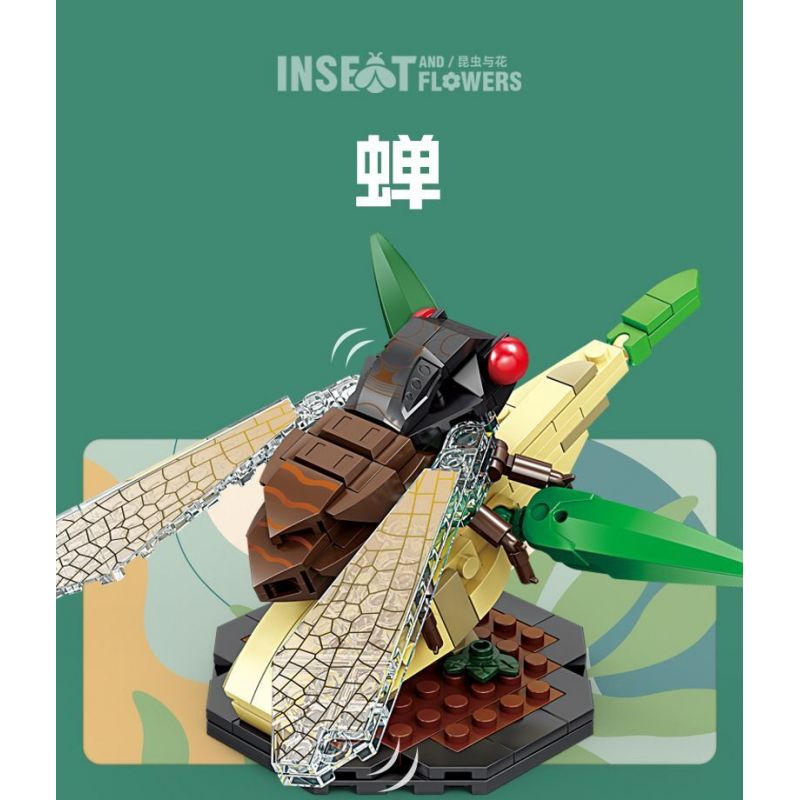 Kazi KY80059 80059 CÔN TRÙNG VÀ HOA 6 LOẠI THIÊN ĐƯỜNG PAPILIO BƯỚM CHÚA CHUỒN BỌ CÁNH CỨNG TÊ GIÁC VE SẦU bộ đồ chơi xếp lắp ráp ghép mô hình Creator INSECT AND FLOWERS Sáng Tạo 1029 khối