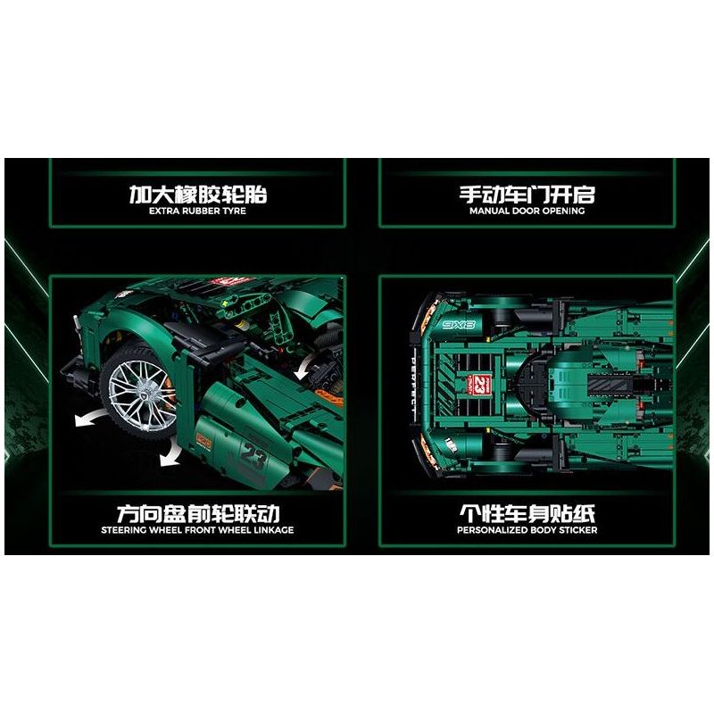 GULY 10616 LERU 10716 PEUGEOT 9X8 24 GIỜ CỦA SIÊU XE HYBRID LE MANS tỷ lệ 1:8 bộ đồ chơi xếp lắp ráp ghép mô hình Technic Kỹ Thuật Công Nghệ Cao Mô Hình Phương Tiện 3746 khối