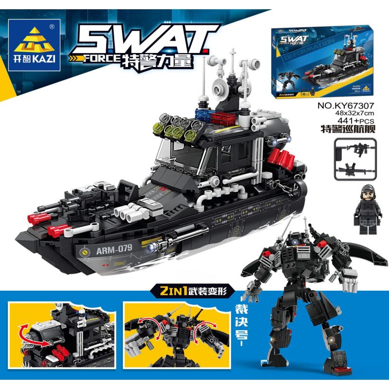 Kazi KY67307 67307 PHÁN QUYẾT CỦA TÀU TUẦN DƯƠNG SWAT bộ đồ chơi xếp lắp ráp ghép mô hình SWAT FORCE 441 khối