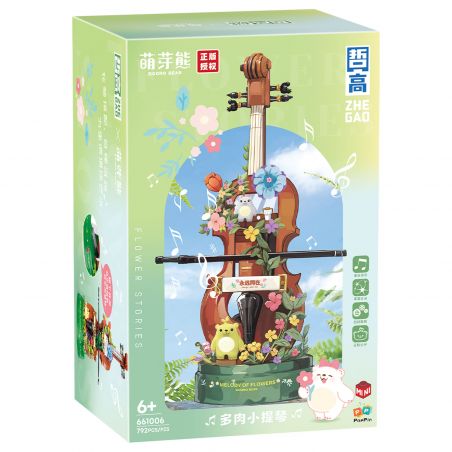 ZHEGAO 661006 GẤU VỪA CHỚM NỞ CÂY VĨ CẦM MỌNG NƯỚC bộ đồ chơi xếp lắp ráp ghép mô hình 792 khối