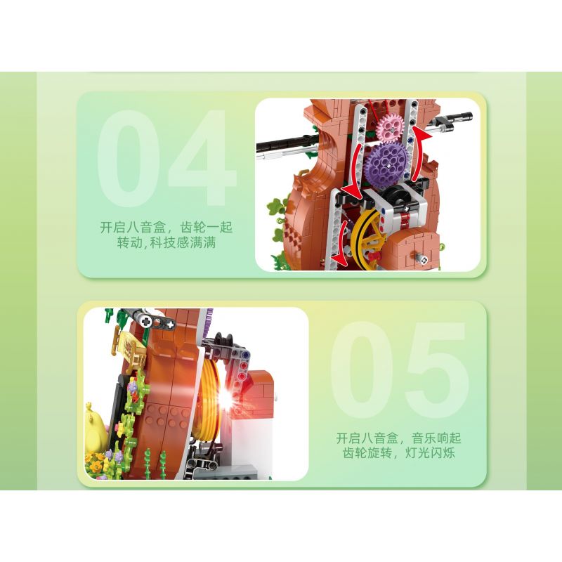 ZHEGAO 661006 GẤU VỪA CHỚM NỞ CÂY VĨ CẦM MỌNG NƯỚC bộ đồ chơi xếp lắp ráp ghép mô hình 792 khối