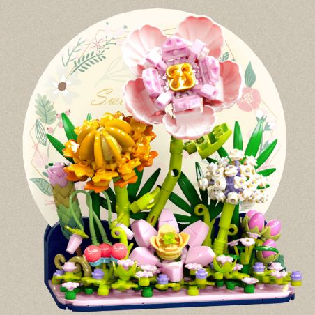 ZHEGAO 957001 HOA 957001 bộ đồ chơi xếp lắp ráp ghép mô hình Arts & Crafts 424 khối