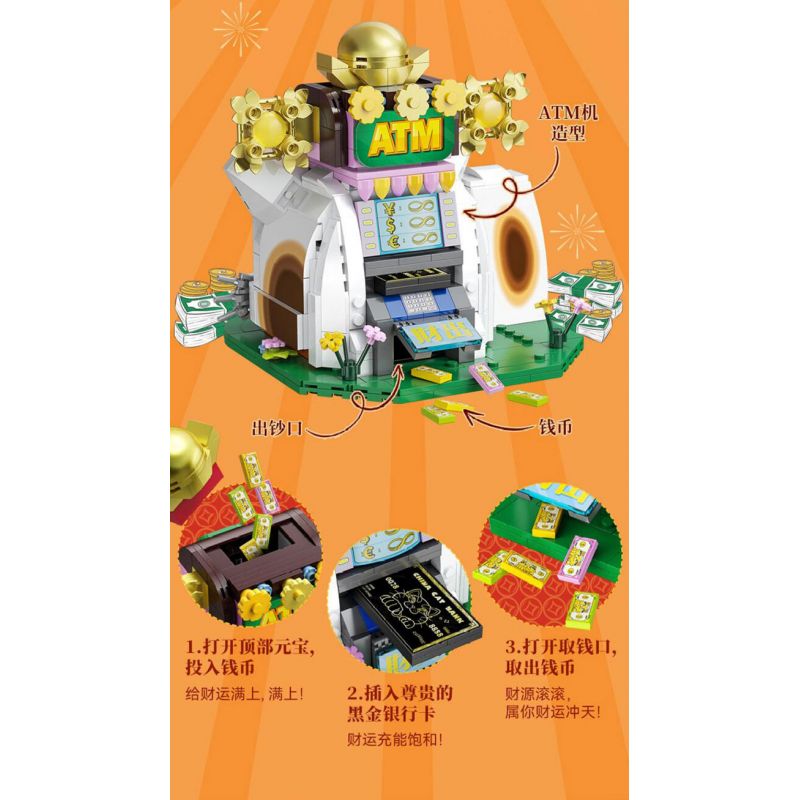 CADA DOUBLEE C59063 59063 ATM MÈO MAY MẮN bộ đồ chơi xếp lắp ráp ghép mô hình Creator Sáng Tạo 590 khối