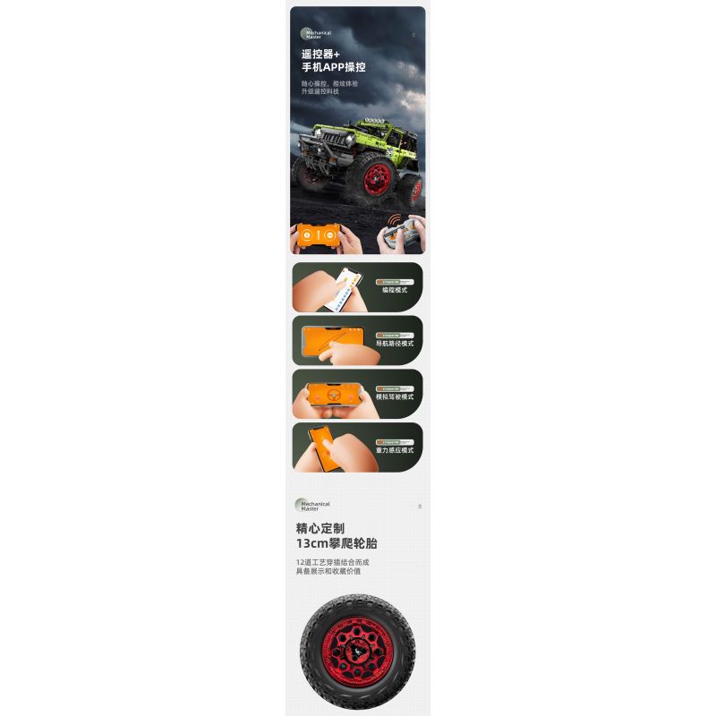 IM.MASTER QIHUI 9829-2 BẬC THẦY CƠ KHÍ XE ĐỊA HÌNH WRANGLER 1:6 tỷ lệ 1:6 bộ đồ chơi xếp lắp ráp ghép mô hình Technic Kỹ Thuật Công Nghệ Cao Mô Hình Phương Tiện 2545 khối