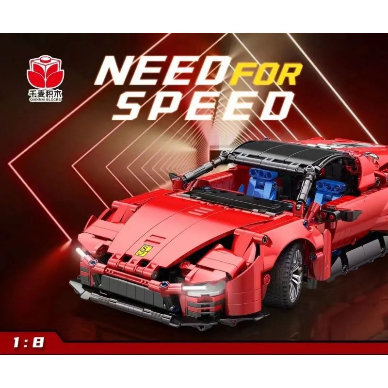 QIANMAI QM00050 00050 FERRARI DAYTONA SP3 1:14 tỷ lệ 1:14 bộ đồ chơi xếp lắp ráp ghép mô hình Technic Kỹ Thuật Công Nghệ Cao Mô Hình Phương Tiện 1129 khối