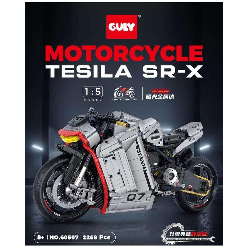 GULY 60507 XE MÁY TESLA SR-X tỷ lệ 1:5 bộ đồ chơi xếp lắp ráp ghép mô hình Technic TESILA SR-X Kỹ Thuật Công Nghệ Cao Mô Hình Phương Tiện 2268 khối