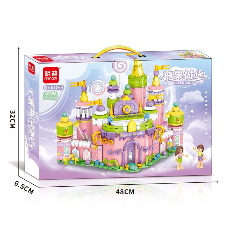 MINGDI LEIBAO K0898 0898 LÂU ĐÀI KẸO bộ đồ chơi xếp lắp ráp ghép mô hình Girl PRINCESS CASTLE Con Gái 509 khối