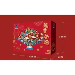 PANTASY 18010 RỒNG CHỒNG XUẤT HIỆN QUẠT BA CHIỀU TẾT bộ đồ chơi xếp lắp ráp ghép mô hình Creator Sáng Tạo 1300 khối