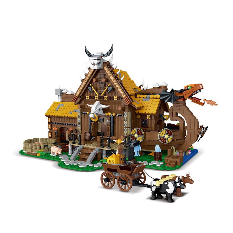 MorkModel 033051 Mork Model 033051 non Lego TÚP LỀU VIKING bộ đồ chơi xếp lắp ráp ghép mô hình Vikings THE VIKINGS HOUSE Người Viking 3129 khối
