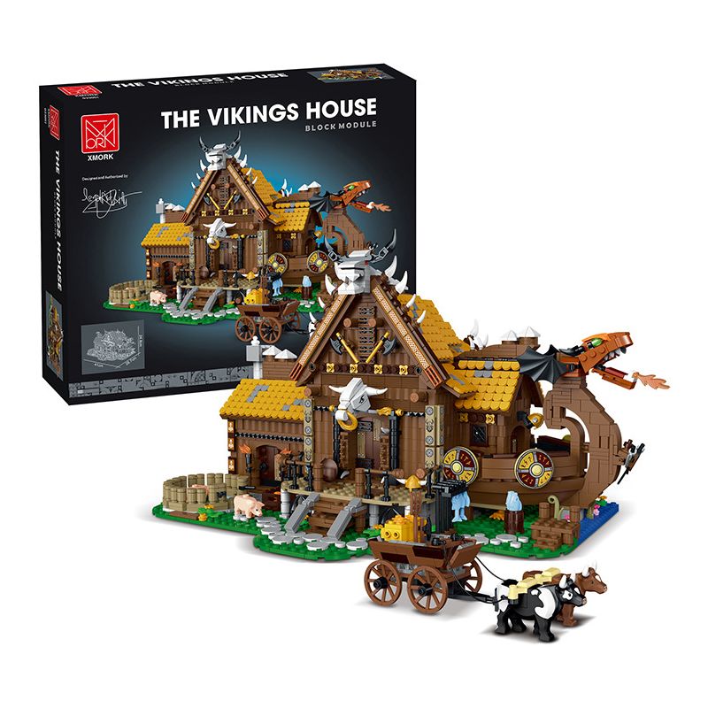 MorkModel 033051 Mork Model 033051 TÚP LỀU VIKING bộ đồ chơi xếp lắp ráp ghép mô hình Vikings THE VIKINGS HOUSE Người Viking 3129 khối