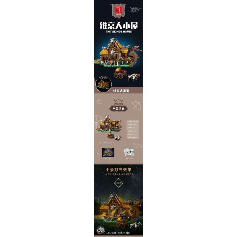 MorkModel 033051 Mork Model 033051 TÚP LỀU VIKING bộ đồ chơi xếp lắp ráp ghép mô hình Vikings THE VIKINGS HOUSE Người Viking 3129 khối