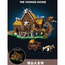 MorkModel 033051 Mork Model 033051 TÚP LỀU VIKING bộ đồ chơi xếp lắp ráp ghép mô hình Vikings THE VIKINGS HOUSE Người Viking 3129 khối
