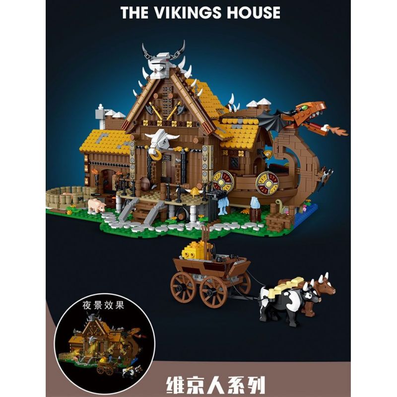 MorkModel 033051 Mork Model 033051 TÚP LỀU VIKING bộ đồ chơi xếp lắp ráp ghép mô hình Vikings THE VIKINGS HOUSE Người Viking 3129 khối