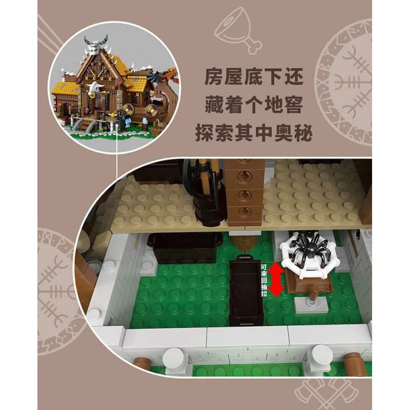 MorkModel 033051 Mork Model 033051 TÚP LỀU VIKING bộ đồ chơi xếp lắp ráp ghép mô hình Vikings THE VIKINGS HOUSE Người Viking 3129 khối