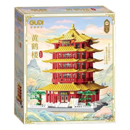 GUDI 51102 PHIÊN BẢN SƯU TẬP THÁP HẠC VÀNG bộ đồ chơi xếp lắp ráp ghép mô hình Creator Sáng Tạo 1422 khối