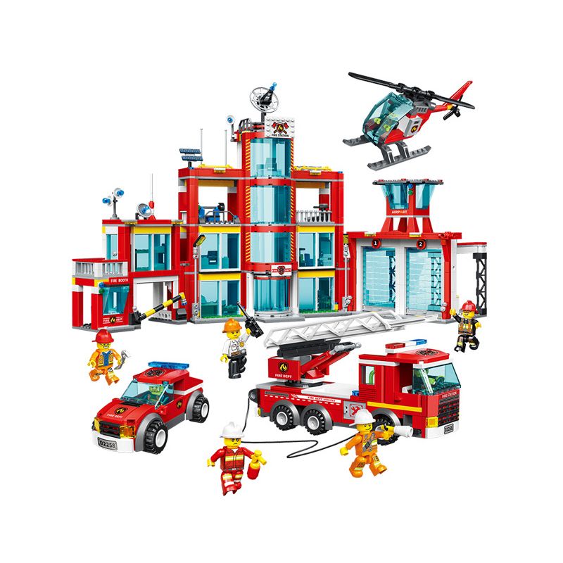 ZHEGAO QL2258 2258 non Lego TRỤ SỞ CHỮA CHÁY bộ đồ chơi xếp lắp ráp ghép mô hình City FIREFIGHTING HEADQUARTERS Thành Phố 1273 khối