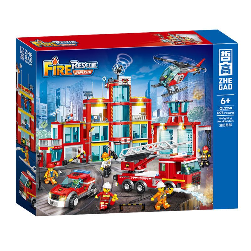 ZHEGAO QL2258 2258 TRỤ SỞ CHỮA CHÁY bộ đồ chơi xếp lắp ráp ghép mô hình City FIREFIGHTING HEADQUARTERS Thành Phố 1273 khối