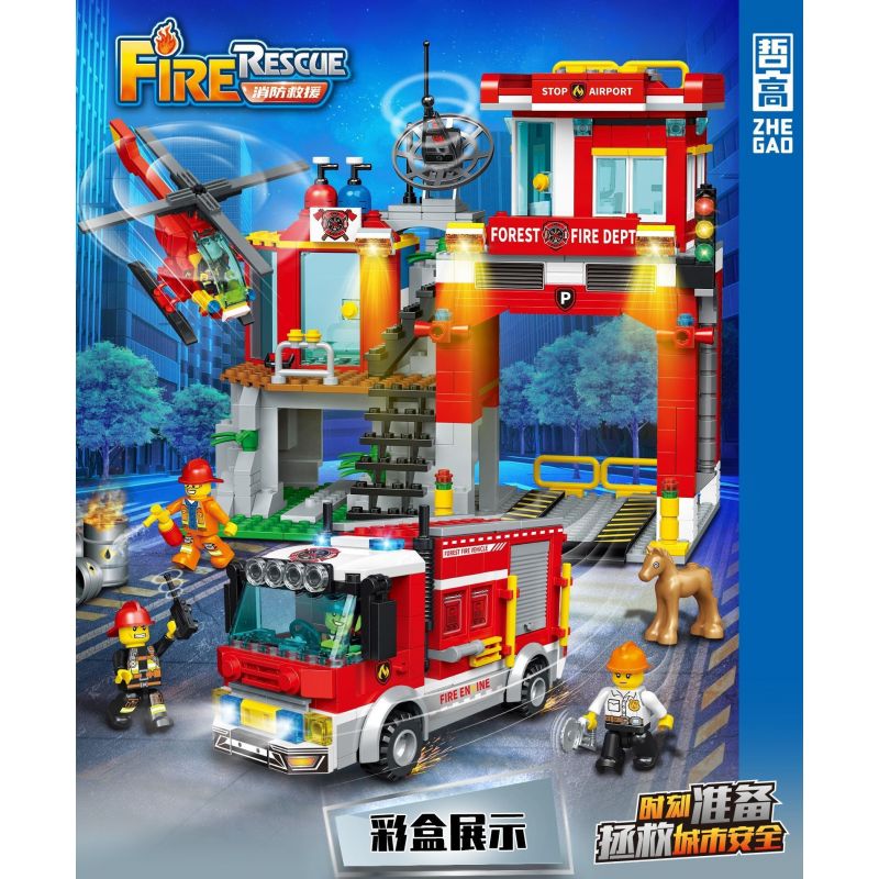 ZHEGAO QL2259 2259 CHỮA CHÁY RỪNG bộ đồ chơi xếp lắp ráp ghép mô hình City Thành Phố 776 khối
