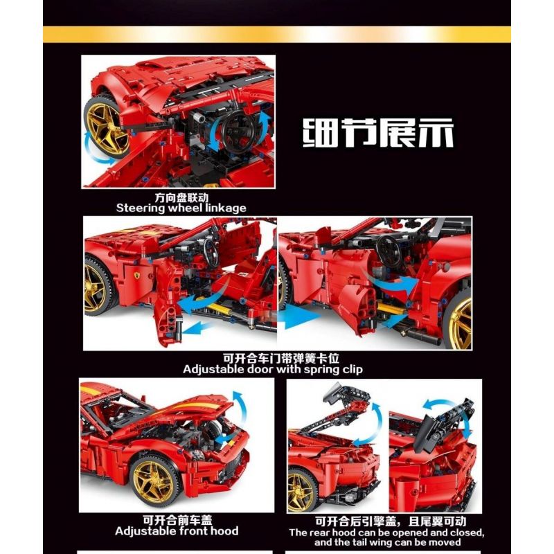 TYGOLL T5044 5044 XE THỂ THAO FERRARI 812 tỷ lệ 1:8 bộ đồ chơi xếp lắp ráp ghép mô hình Technic FERRARI 812 SUPER CAR Kỹ Thuật Công Nghệ Cao Mô Hình Phương Tiện 2926 khối