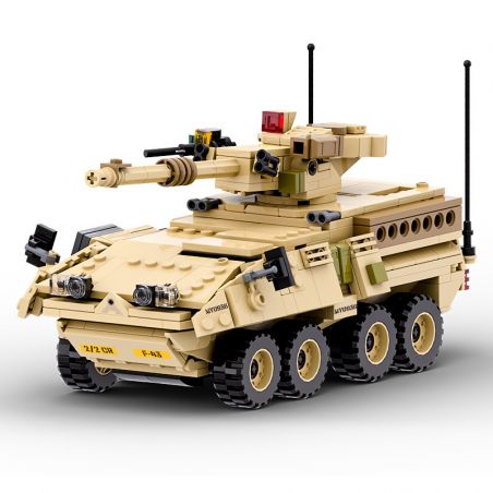 WANGE LIGAO DR.LUCK 3513 XE BỌC THÉP PHÁO BINH CƠ ĐỘNG STRYKER bộ đồ chơi xếp lắp ráp ghép mô hình Military Army M1128 MOBILE GUN SYSTEM Quân Sự Bộ Đội 458 khối