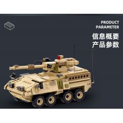 WANGE LIGAO DR.LUCK 3513 XE BỌC THÉP PHÁO BINH CƠ ĐỘNG STRYKER bộ đồ chơi xếp lắp ráp ghép mô hình Military Army M1128 MOBILE GUN SYSTEM Quân Sự Bộ Đội 458 khối