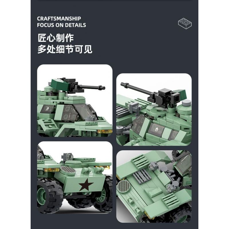 WANGE LIGAO DR.LUCK 3514 XE TRINH SÁT BỌC THÉP CƠ ĐỘNG CAO CÓ KHỚP NỐI bộ đồ chơi xếp lắp ráp ghép mô hình Military Army THE LOCKHEED XM808 TWISTER Quân Sự Bộ Đội 458 khối