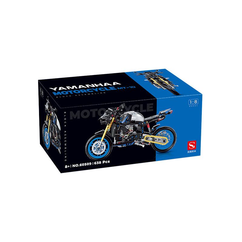 DOUBLE HEIGHT 60509 XE MÁY YAMAHA MT1O tỷ lệ 1:8 bộ đồ chơi xếp lắp ráp ghép mô hình Technic Kỹ Thuật Công Nghệ Cao Mô Hình Phương Tiện 638 khối