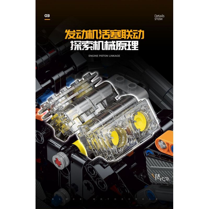 DOUBLE HEIGHT 60508 XE MÁY CỔ ĐIỂN NORTON V4CR tỷ lệ 1:8 bộ đồ chơi xếp lắp ráp ghép mô hình Technic NORDON V4CR Kỹ Thuật Công Nghệ Cao Mô Hình Phương Tiện 642 khối