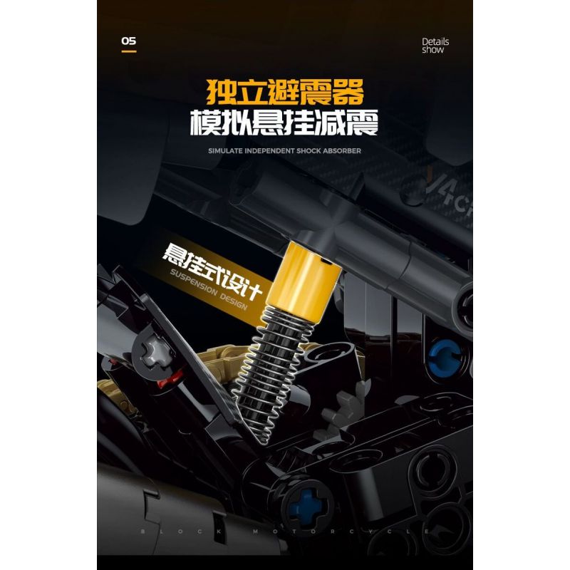 DOUBLE HEIGHT 60508 XE MÁY CỔ ĐIỂN NORTON V4CR tỷ lệ 1:8 bộ đồ chơi xếp lắp ráp ghép mô hình Technic NORDON V4CR Kỹ Thuật Công Nghệ Cao Mô Hình Phương Tiện 642 khối