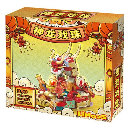 LINOOS LN7064 7064 RỒNG CHƠI NGỌC TRAI bộ đồ chơi xếp lắp ráp ghép mô hình Creator DIVINE DEAGON PLAYING PEARL Sáng Tạo 390 khối