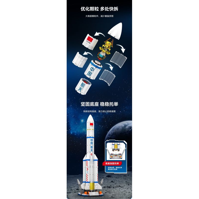 SEMBO 203365 MỘT QUỐC GIA HÙNG MẠNH TÊN LỬA ĐẨY TRƯỜNG CHINH 5 bộ đồ chơi xếp lắp ráp ghép mô hình City Thành Phố 1102 khối