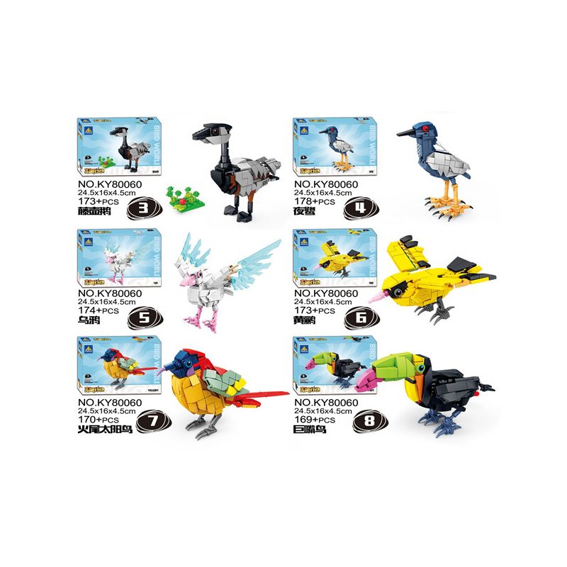 Kazi KY80060 80060 CHIẾN DỊCH BRIGHT WINGS 8 MÔ HÌNH HẢI ÂU SẾU ĐẦU ĐỎ NGỖNG HÀ DIỆC ĐÊM QUẠ CHIM VÀNG ANH HÚT MẬT ĐUÔI LỬA TUCAN bộ đồ chơi xếp lắp ráp ghép mô hình Creator Sáng Tạo 1369 khối