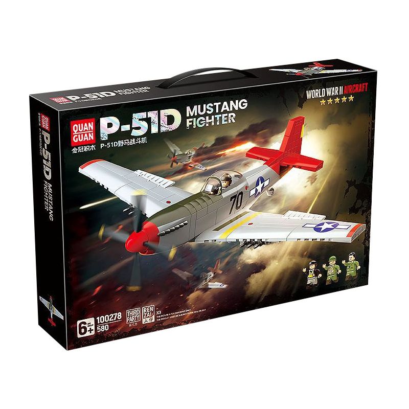 QuanGuan 100278 Quan Guan 100278 non Lego MÁY BAY CHIẾN ĐẤU P-51D MUSTANG bộ đồ chơi xếp lắp ráp ghép mô hình Military Army P-51D MUSTANG FIGHTER Quân Sự Bộ Đội 580 khối