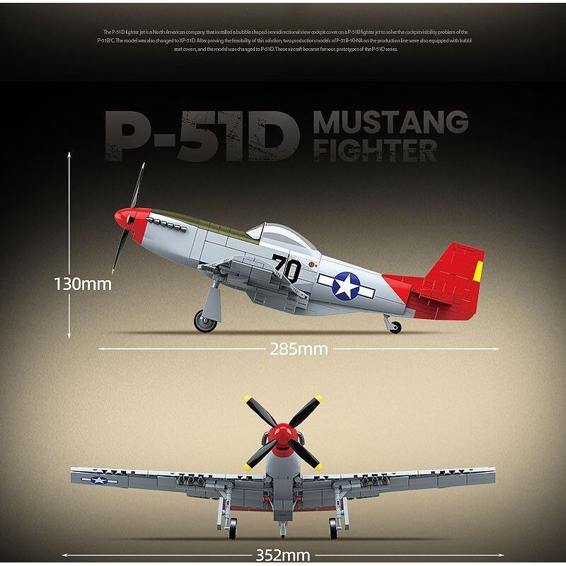 QuanGuan 100278 Quan Guan 100278 MÁY BAY CHIẾN ĐẤU P-51D MUSTANG bộ đồ chơi xếp lắp ráp ghép mô hình Military Army P-51D MUSTANG FIGHTER Quân Sự Bộ Đội 580 khối