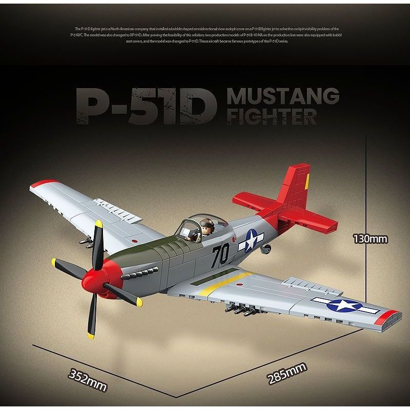 QuanGuan 100278 Quan Guan 100278 MÁY BAY CHIẾN ĐẤU P-51D MUSTANG bộ đồ chơi xếp lắp ráp ghép mô hình Military Army P-51D MUSTANG FIGHTER Quân Sự Bộ Đội 580 khối