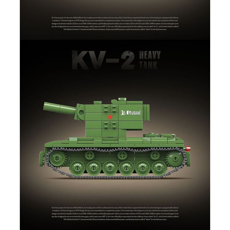 QuanGuan 100248 Quan Guan 100248 XE TĂNG HẠNG NẶNG KV-2 CỦA LIÊN XÔ bộ đồ chơi xếp lắp ráp ghép mô hình Military Army KV-2 HEAVY TANK Quân Sự Bộ Đội 472 khối