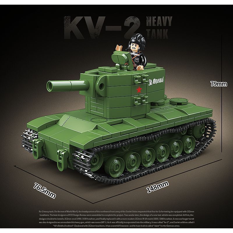 QuanGuan 100248 Quan Guan 100248 XE TĂNG HẠNG NẶNG KV-2 CỦA LIÊN XÔ bộ đồ chơi xếp lắp ráp ghép mô hình Military Army KV-2 HEAVY TANK Quân Sự Bộ Đội 472 khối