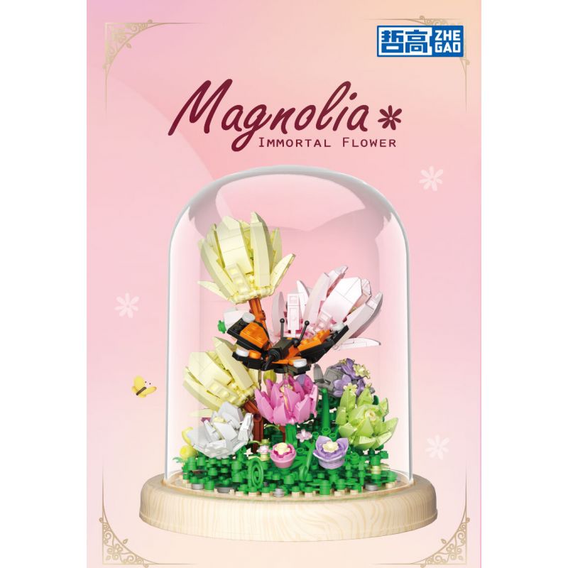 ZHEGAO 623000 HOA MỘC LAN bộ đồ chơi xếp lắp ráp ghép mô hình Creator MAGNOLIA FLOWER Sáng Tạo 592 khối