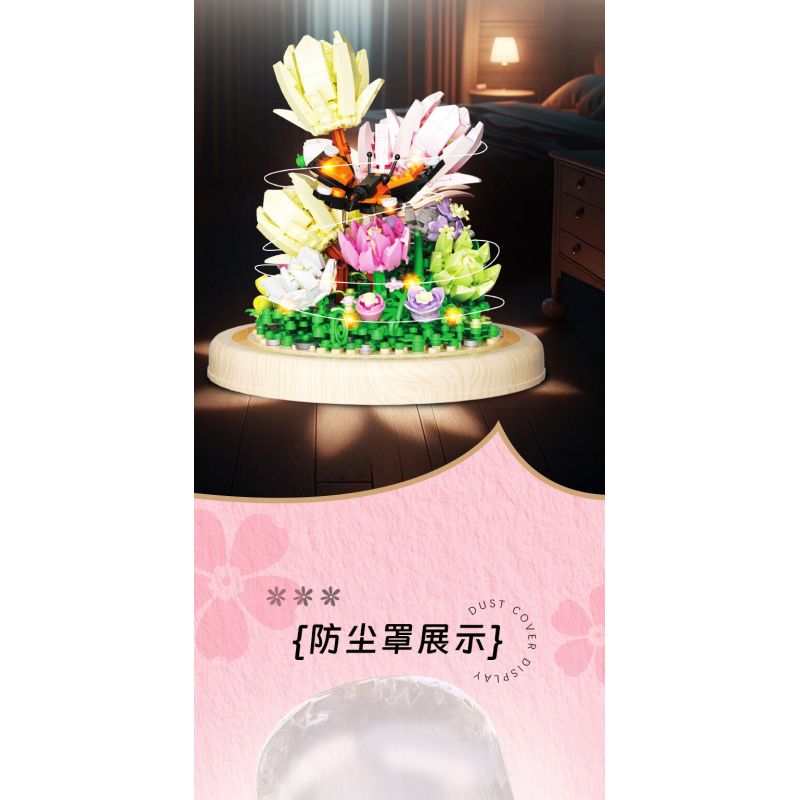 ZHEGAO 623000 HOA MỘC LAN bộ đồ chơi xếp lắp ráp ghép mô hình Creator MAGNOLIA FLOWER Sáng Tạo 592 khối