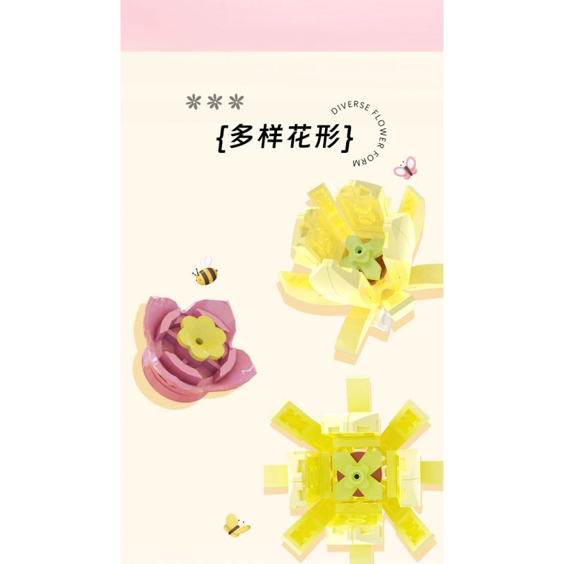 ZHEGAO 623000 HOA MỘC LAN bộ đồ chơi xếp lắp ráp ghép mô hình Creator MAGNOLIA FLOWER Sáng Tạo 592 khối