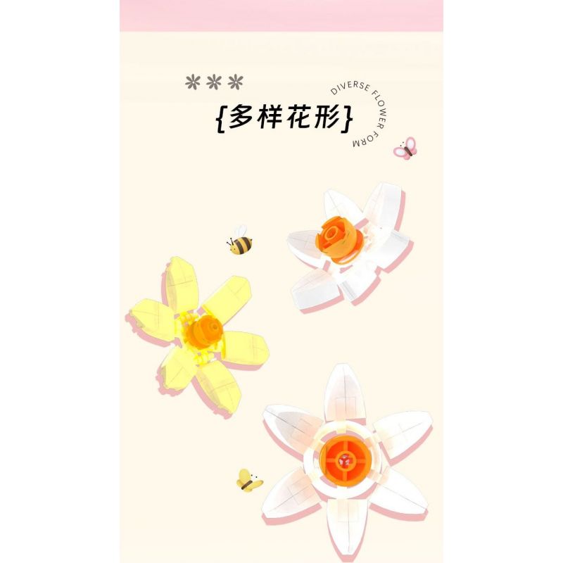 ZHEGAO 623001 HOA THỦY TIÊN bộ đồ chơi xếp lắp ráp ghép mô hình Creator DAFFODIL FLOWER Sáng Tạo 623 khối