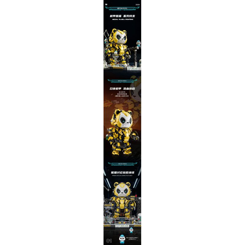 WELLEADZ 6105 GẤU TRÚC CƠ KHÍ bộ đồ chơi xếp lắp ráp ghép mô hình MECHA PANDA FIGHTING 2198 khối