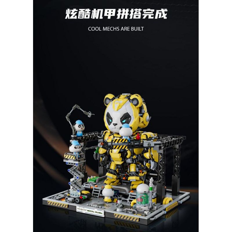 WELLEADZ 6105 GẤU TRÚC CƠ KHÍ bộ đồ chơi xếp lắp ráp ghép mô hình MECHA PANDA FIGHTING 2198 khối
